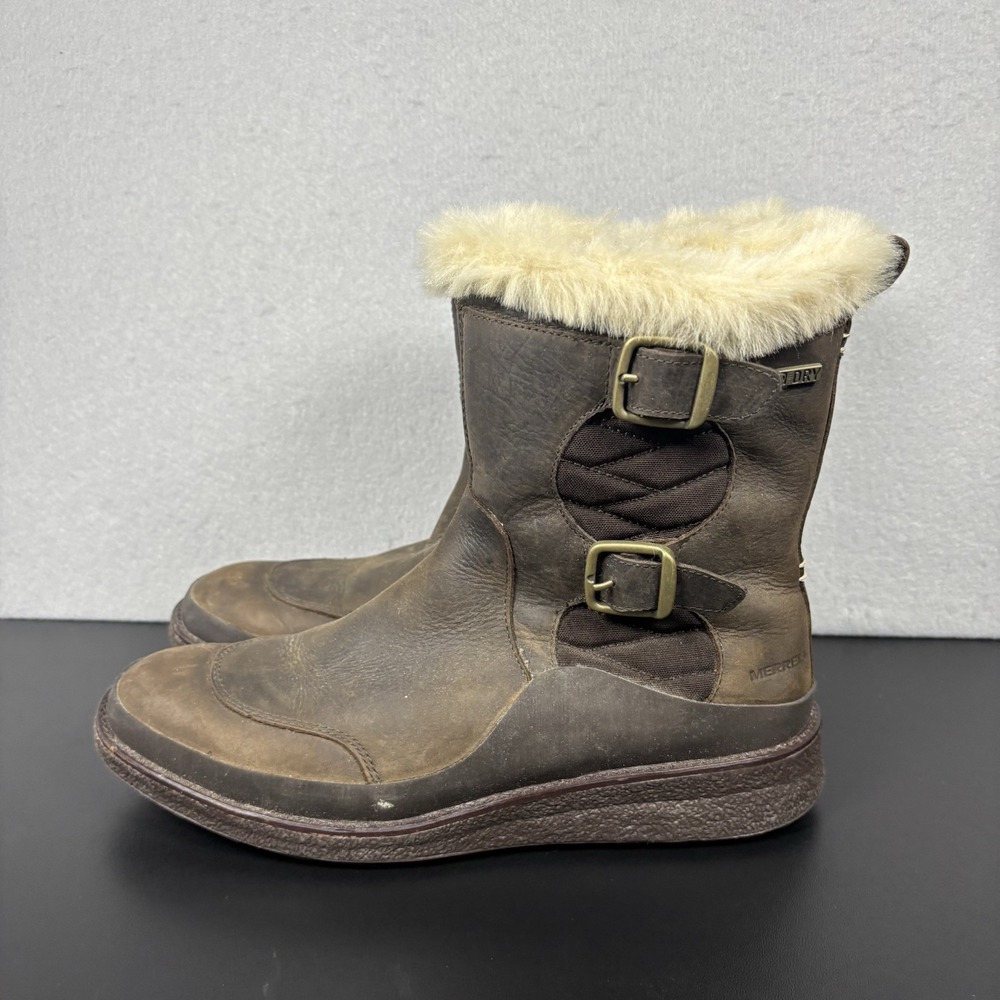 MERRELL TREMBLANT EZRA ZIP WATERPROOF Boots Espresso Leather Women's Sz 8 J99076